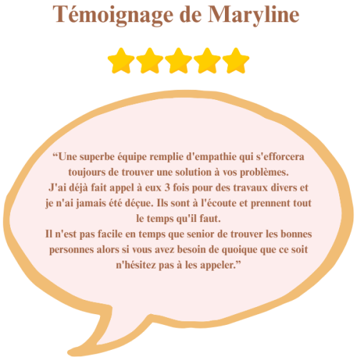 Témoignage client de Maryline soulignant l’empathie et l’efficacité de l’accompagnement proposé par SeniOr